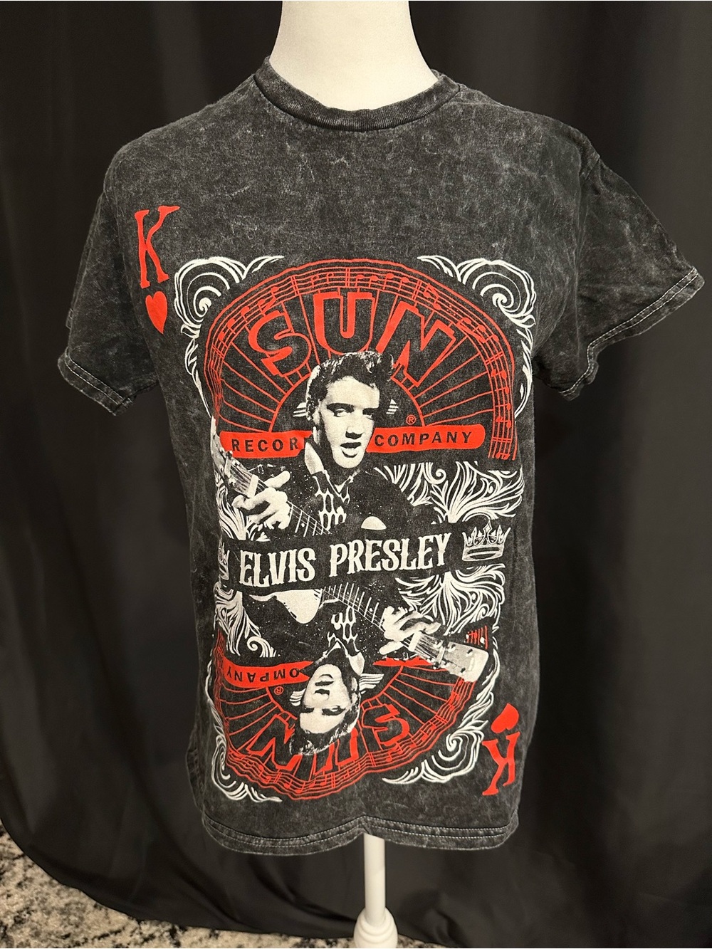 Elvis Presley Black Graphic Short Sleeve Tee - Sun Records Design
